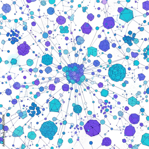 Abstract Network Visualization Displaying Colorful Node Connections