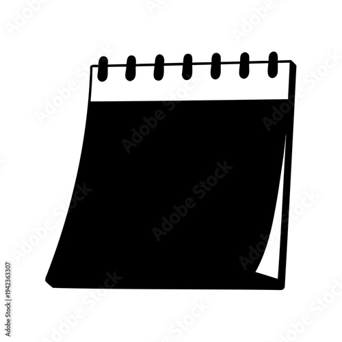 Silhouette of a calendar with rings and flipped page concept art