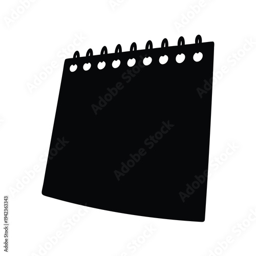 Silhouette of a blank notebook with spiral binding and a playful angle