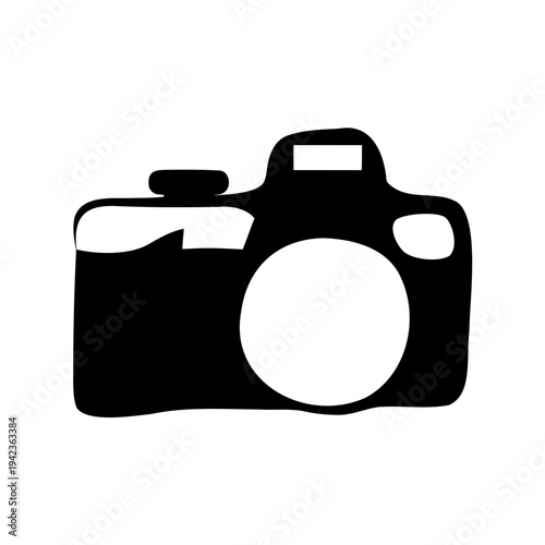 A Simple Black and White Illustration of a Digital Single Lens Camera
