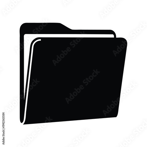 A Simple Graphic Design Depicting an Open Black Folder on White Background