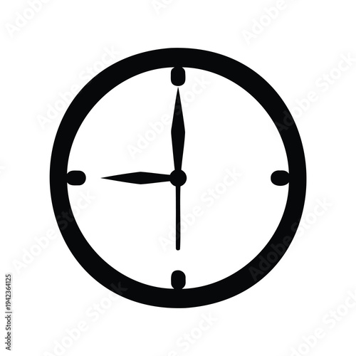 Simple Black and White Circular Clock Showing Exact Time with Hands