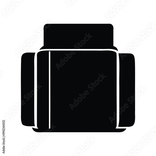 Stylized Black and White Graphic Illustration of a Boxy Armchair Silhouette