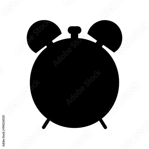 Classic Black Alarm Clock Icon for Time Management and WakeUp Calls