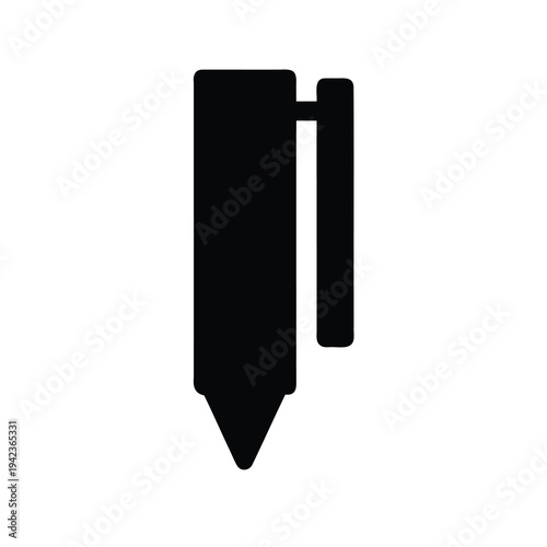 Stylized Black Pen Icon on White Background for Writing or Drawing
