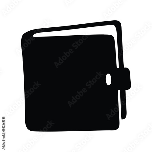 Simple graphic of a wallet in black and white minimal style