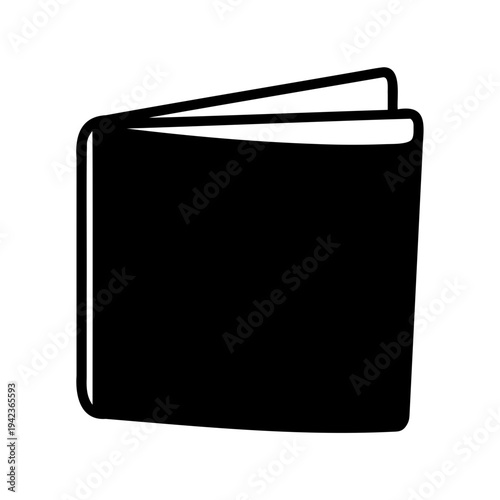Minimalist Black Book Illustration with Open Pages and Rounded Corners Design