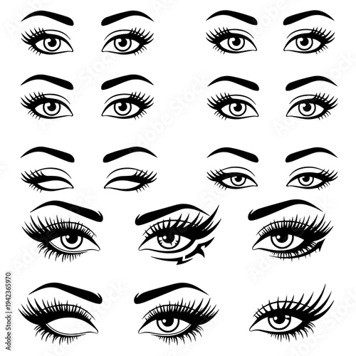 Look Into My Eyes: Beautiful Eyelash and Eyebrow Style Silhouette Pack