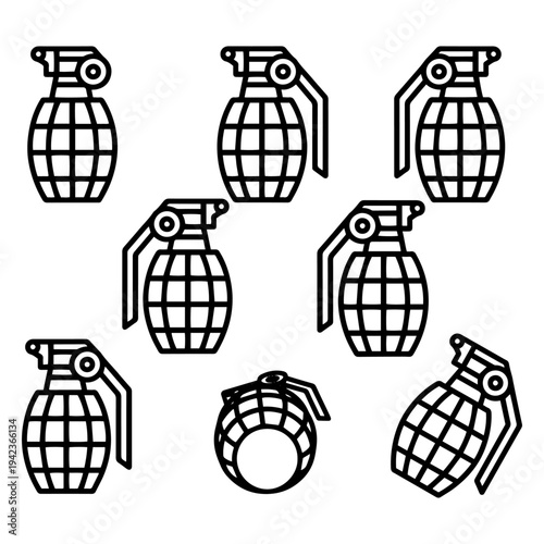 Military Grade Explosives and Danger Sign Silhouettes - Tactical Weapon Icons