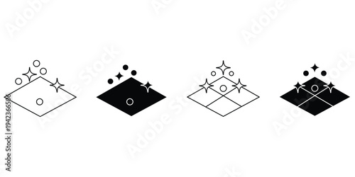 easy clean floor surface vector thin line vector icons collection
