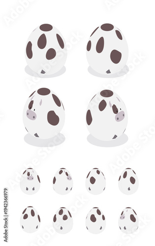 Egg Cow Easter Isometric Spinning Animation Frame