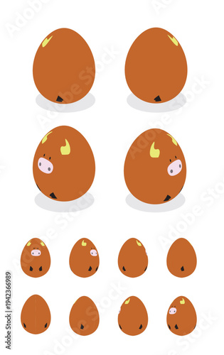 Egg Ox Easter Isometric Spinning Animation Frame