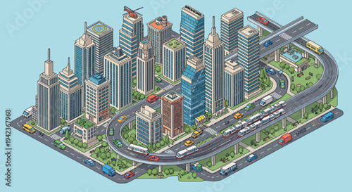 A stunning nighttime view of the downtown Chicago skyline showcases illuminated skyscrapers and urban architecture rising above bustling city streets