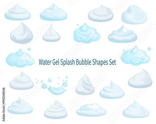 Water Gel Bubble & Splash Shape Set: Transparent Liquid Bubble Icon Material