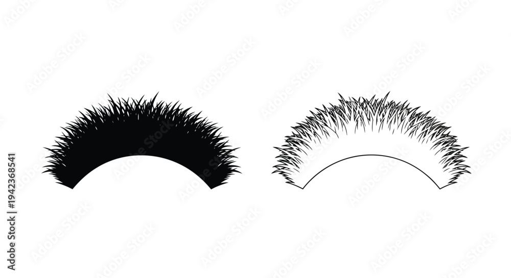 Obraz premium Two stylized depictions of hair one solid black and one with white outline