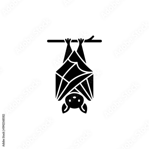 Black silhouette of hanging bat.