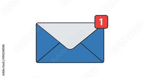 Blue envelope with notification icon.