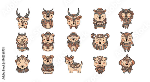 Cartoon animals in various poses.