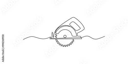 Continuous line drawing of a modern electric iron on a white background appliance