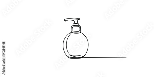 Continuous line drawing of a hand sanitizer dispenser bottle cleaning hygiene health medical