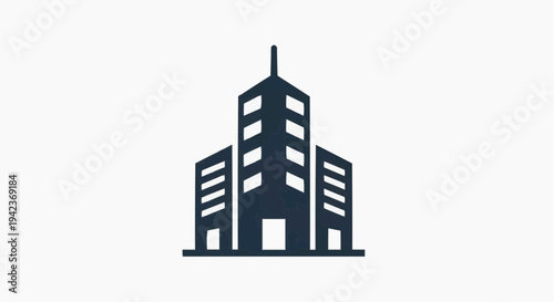 Office Building Icon Symbol for Business, Corporate Company and Real Estate Concept, Modern City Building Illustration for Workplace, Organization and Architecture, Minimal Vector Graphic for Web and 