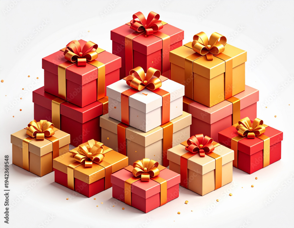 Obraz premium Isometric Stacked Gift Boxes