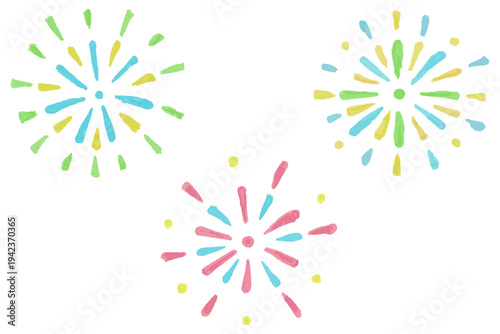 水彩風の打ち上げ花火イラスト素材