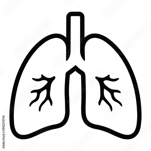 Detailed anatomical illustration highlighting the mitocondrial structure of human lungs from a frontal viewpoint