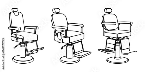 Barber's chair set with a vintage geometric icon featuring grooming, salon, hairdresser with classic and retro design