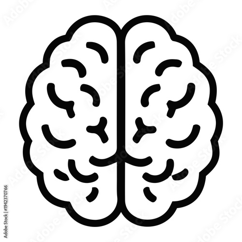 Illustration of human brain anatomy focusing on mitocondrial structure from a frontal viewpoint