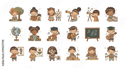 Caucasian children in various poses.
