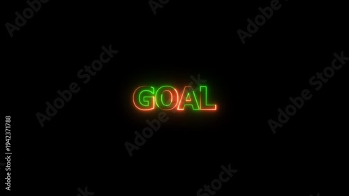 Bright Neon Goal Icon Animation with Luminous Effect
