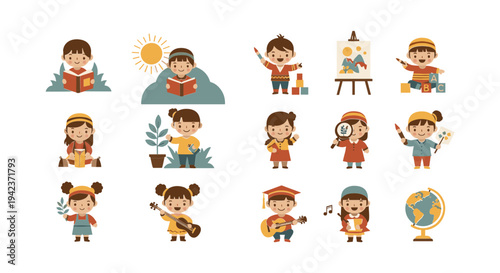 Children Engaged in Various Learning Activities.