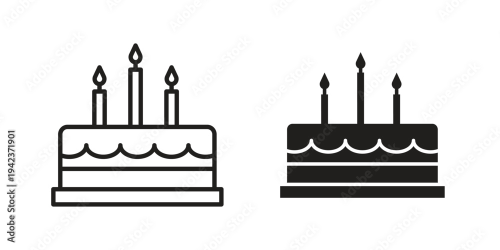 Fotografie Cake birthday icon for web and mobile app. Vector icons