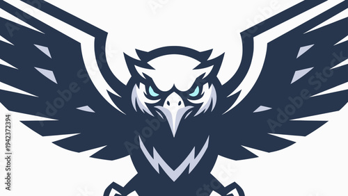Angry Navy blue eagle logo vector in illustration