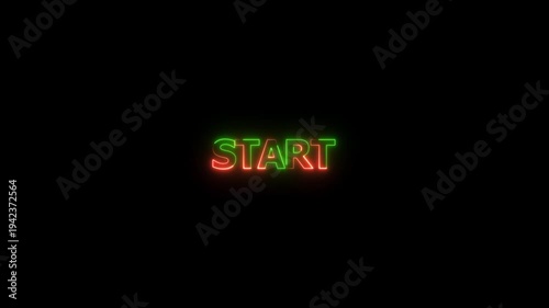 Digital Neon Start Sign with Red and Blue Glow