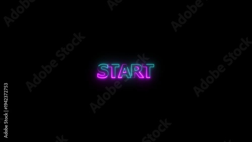 Neon Start Text Glitch Effect on Dark Background