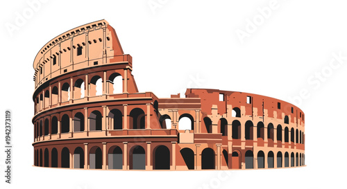 Colosseum Rome Landmark Illustration - Ancient Roman Amphitheater Vector