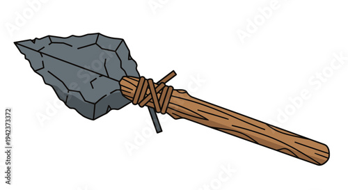 Stone Age Spearhead - Primitive Hunting Tool Illustration
