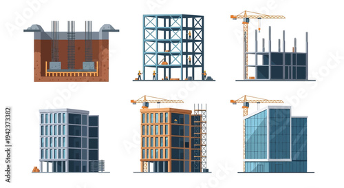 Construction process of buildings: from foundation to skyscraper