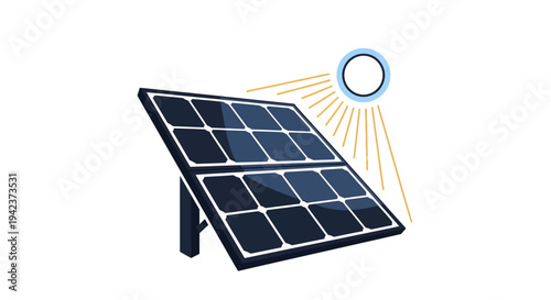 Solar panel absorbing sunlight, clean energy concept
