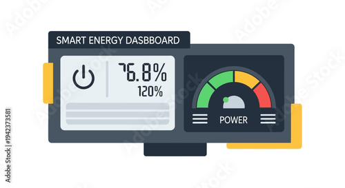 Smart Energy Dashboard with Power Meter and Percentage Display