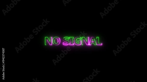Cyberpunk Neon No Signal Text – Internet Connection Problem Concept .
