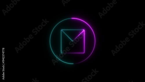 Neon Circle and Square Geometric Glow on Dark Background
