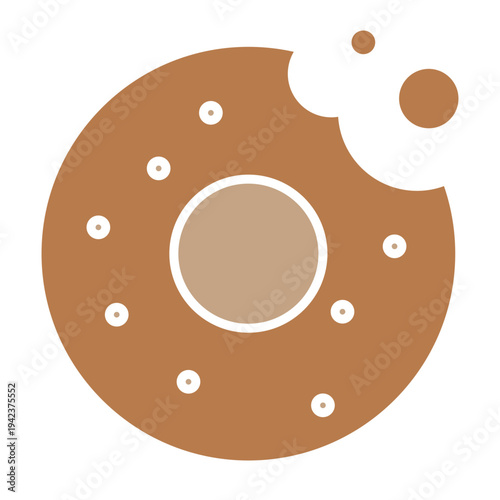 Sweet Dessert Icons Collection – Donut, Cookie, Cake, Ice Cream, Minimalist Dessert and Bakery Icon Set in Brown Flat Style