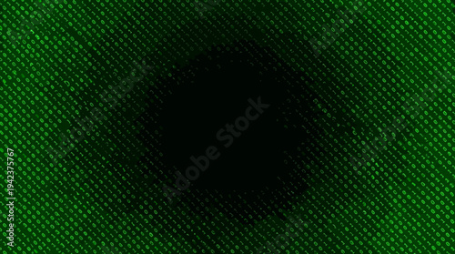 Abstract Green Binary Code Vortex Background, Matrix Style Digital Data Stream and Cyber Security Concept