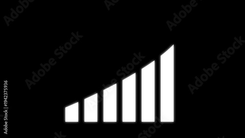 Abstract Data Visualization with White Neon Bar Chart