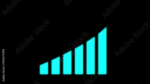 neon cyan bar chart showing business growth on black background