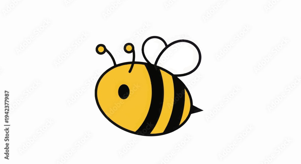 Obraz premium Yellow Bee Illustration with Black Stripes.