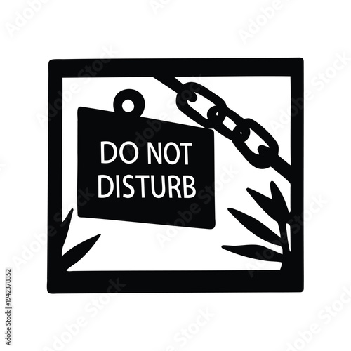 Decorative Do Not Disturb Sign Black White- Black and white decorative sign with the message Do Not Disturb, featuring an ornamental frame and classic typography symbolizing privacy and quiet space.
